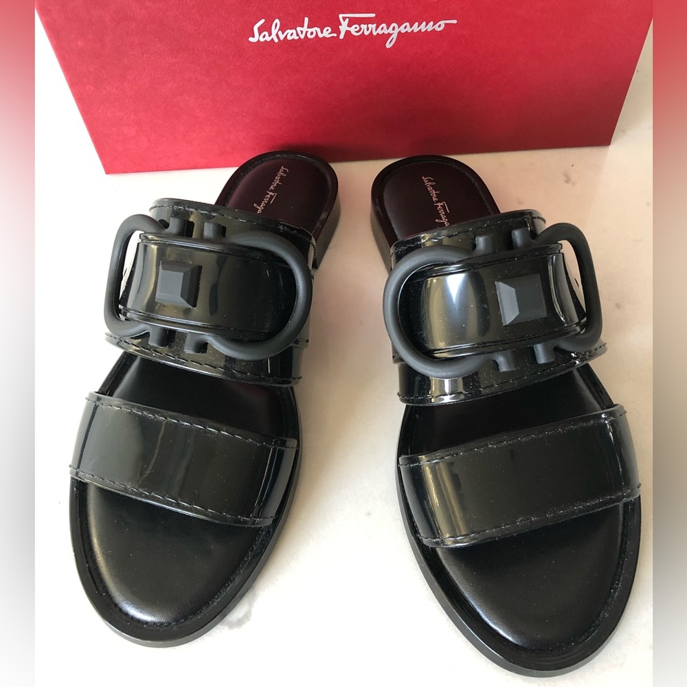 Salvatore Ferragamo Black Slides